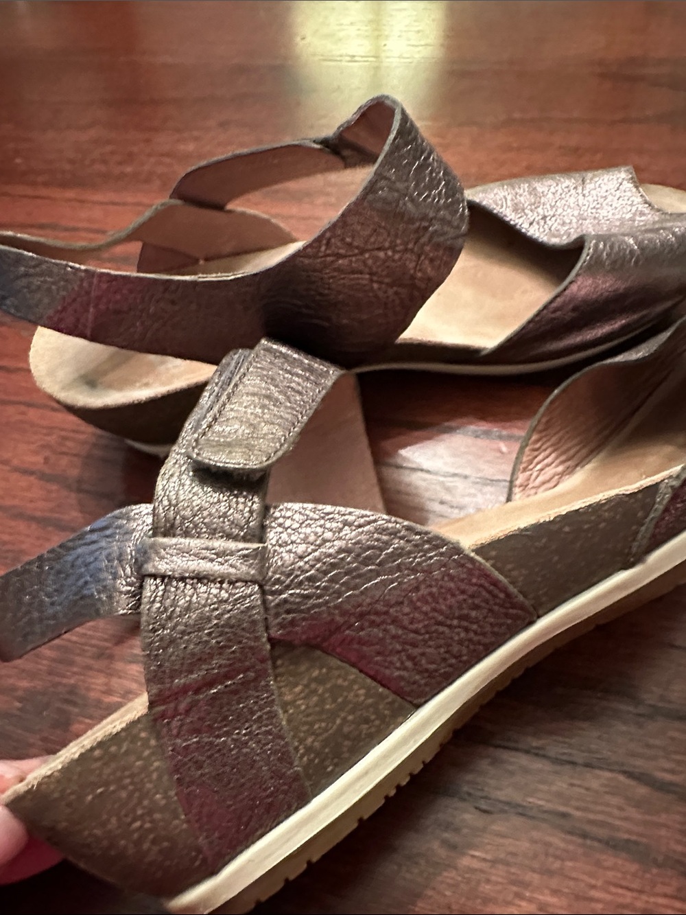 Dansko Metallic Brown Peep-Toe Slingback Sandals | 7 - Picture 10 of 10